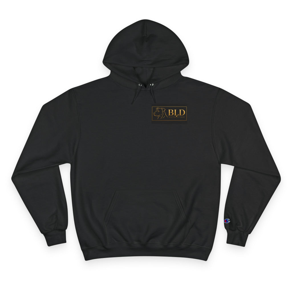 BLD Buddy Love Logo Hoodie — Premium Black Champion-Style Pullover