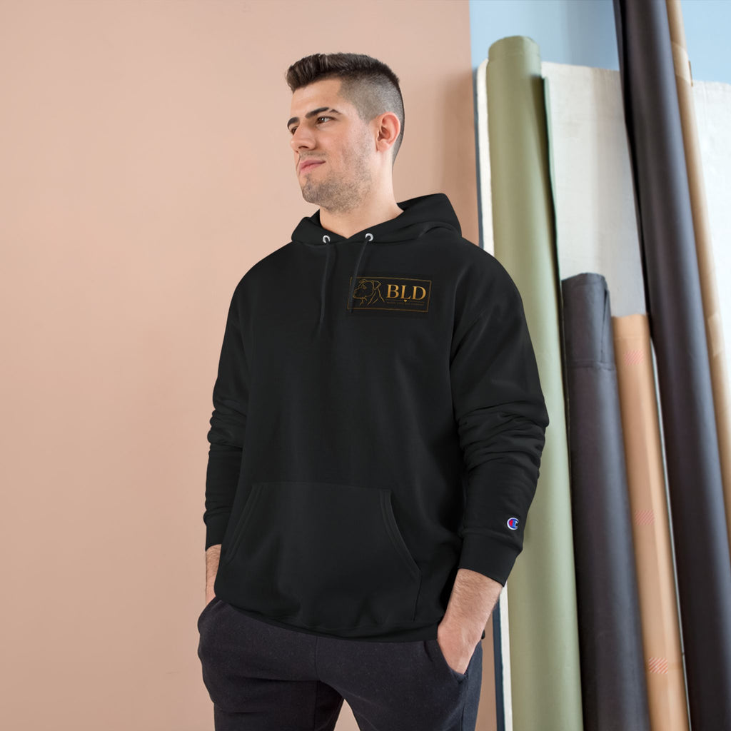 BLD Buddy Love Logo Hoodie — Premium Black Champion-Style Pullover