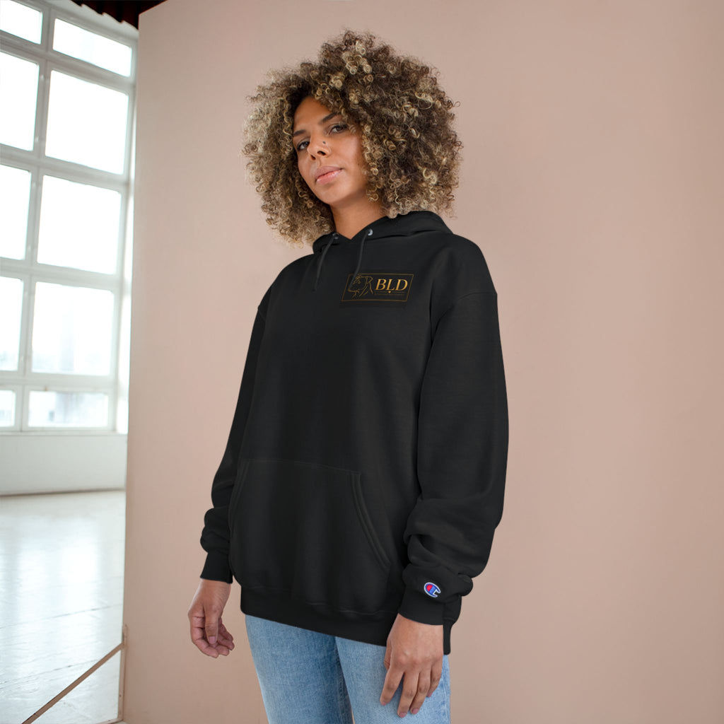 BLD Buddy Love Logo Hoodie — Premium Black Champion-Style Pullover